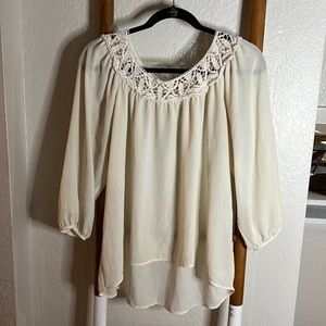 Cute white loose neck dress shirt